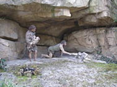 Reconstruction of the funeral of a Homo neanderthalensis, Hannover Zoo