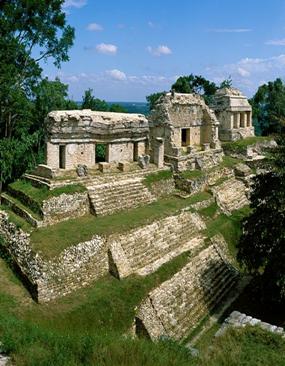 The northern group of temples at Palenque.